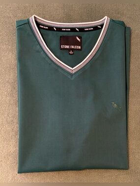 Stone Falcon Men's V-Neck Shirt in Teal (6462)